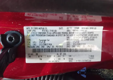 2015 Ford Focus Se из США, поврежденный, VIN 1FADP3F25FL373913